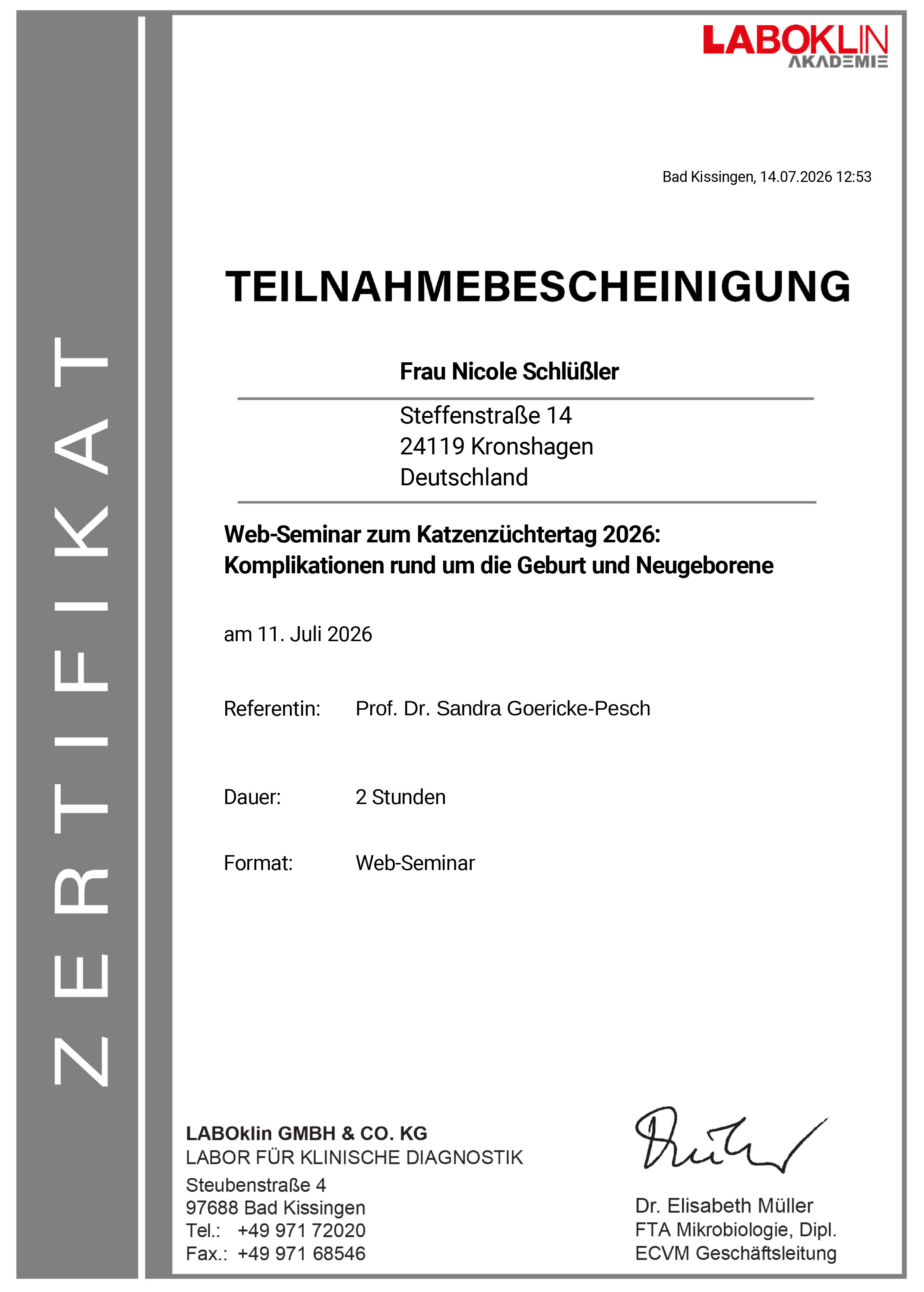 LABOKLIN AKADEMIE Geburtskomplikationen 2026 LABOKLIN AKADEMIE Geburtskomplikationen 2026